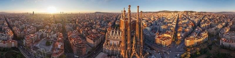 Barcelona skyline at sunset