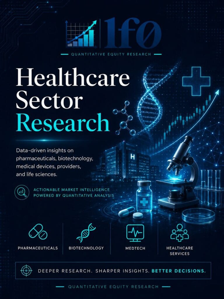 Healthcare sector research image for pharmaceuticals, biotechnology, medical devices, providers, and life sciences